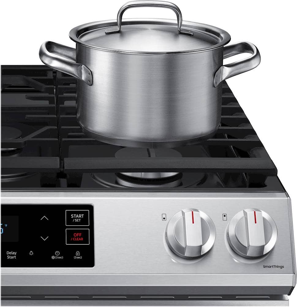 Alt View 13. Samsung - 6.0 cu. ft. Front Control Slide-in Gas Range with Wi-Fi, Fingerprint Resistant - Stainless Steel.