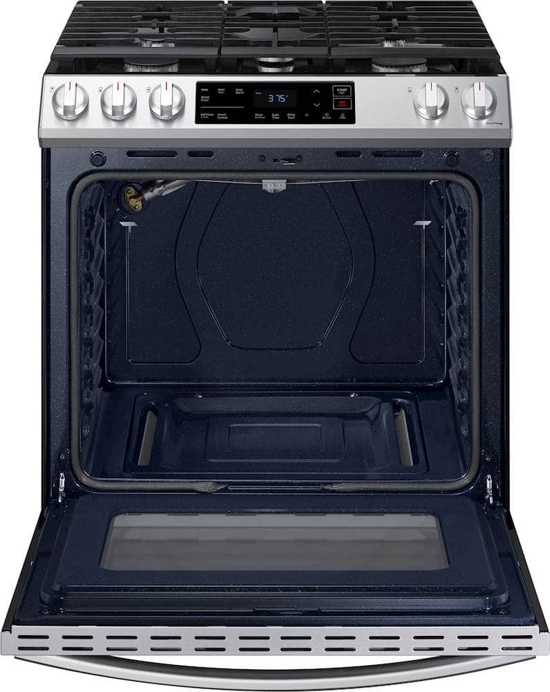 Alt View 17. Samsung - 6.0 cu. ft. Front Control Slide-in Gas Range with Wi-Fi, Fingerprint Resistant - Stainless Steel.