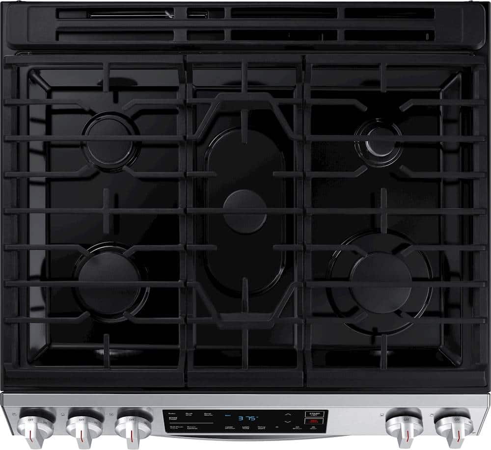 Alt View 18. Samsung - 6.0 cu. ft. Front Control Slide-in Gas Range with Wi-Fi, Fingerprint Resistant - Stainless Steel.