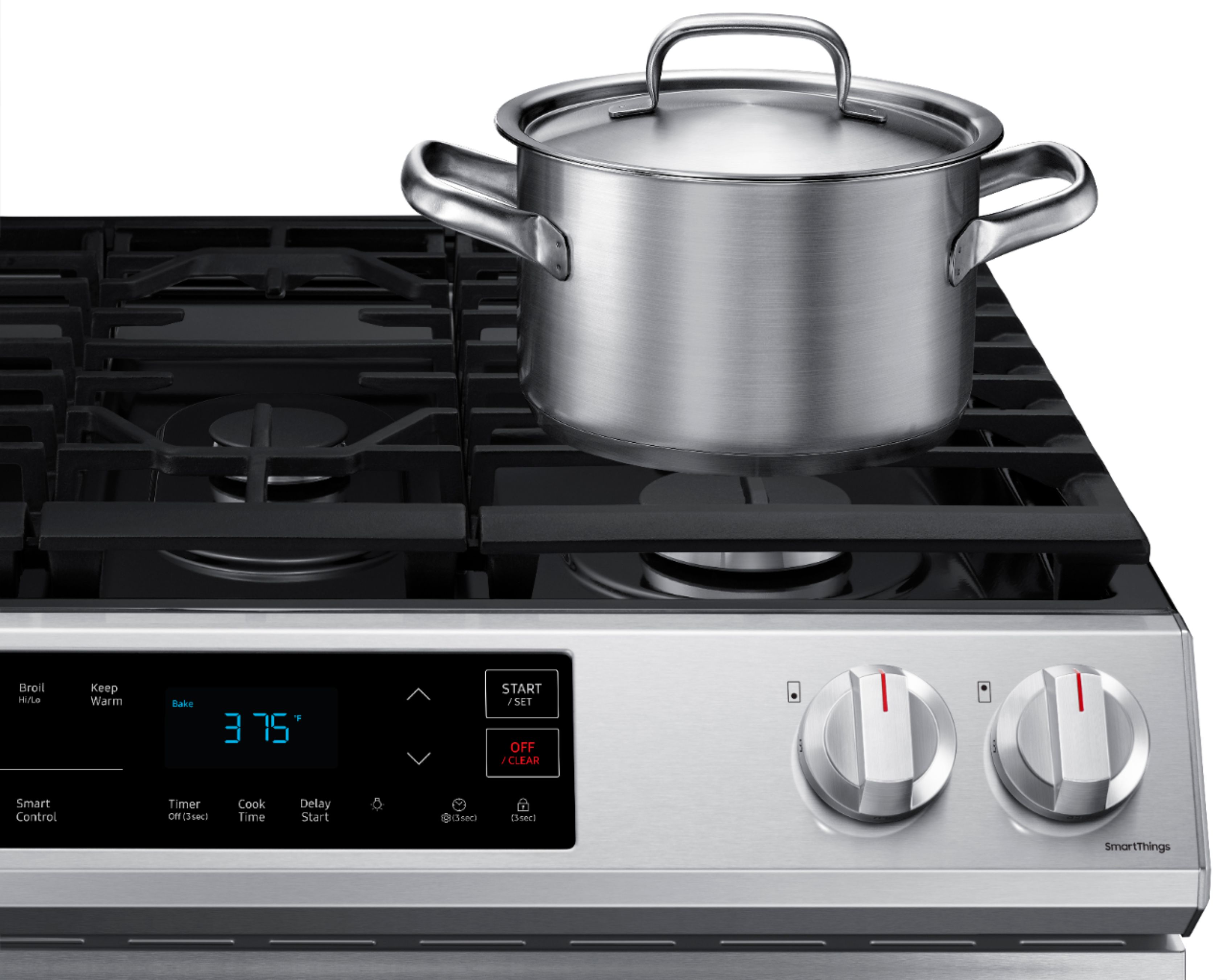 Alt View 21. Samsung - 6.0 cu. ft. Front Control Slide-in Gas Range with Wi-Fi, Fingerprint Resistant - Stainless Steel.