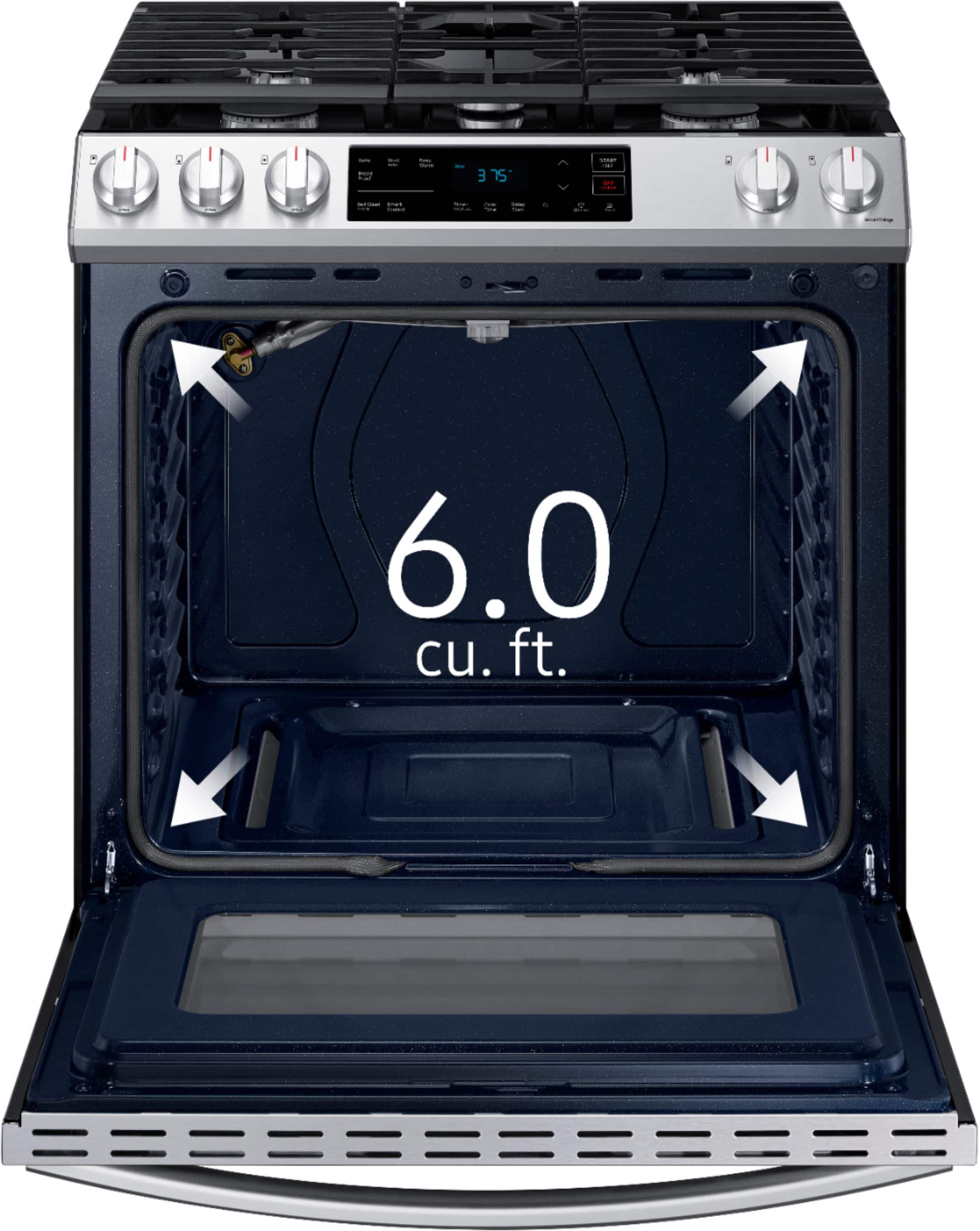 Alt View 22. Samsung - 6.0 cu. ft. Front Control Slide-in Gas Range with Wi-Fi, Fingerprint Resistant - Stainless Steel.