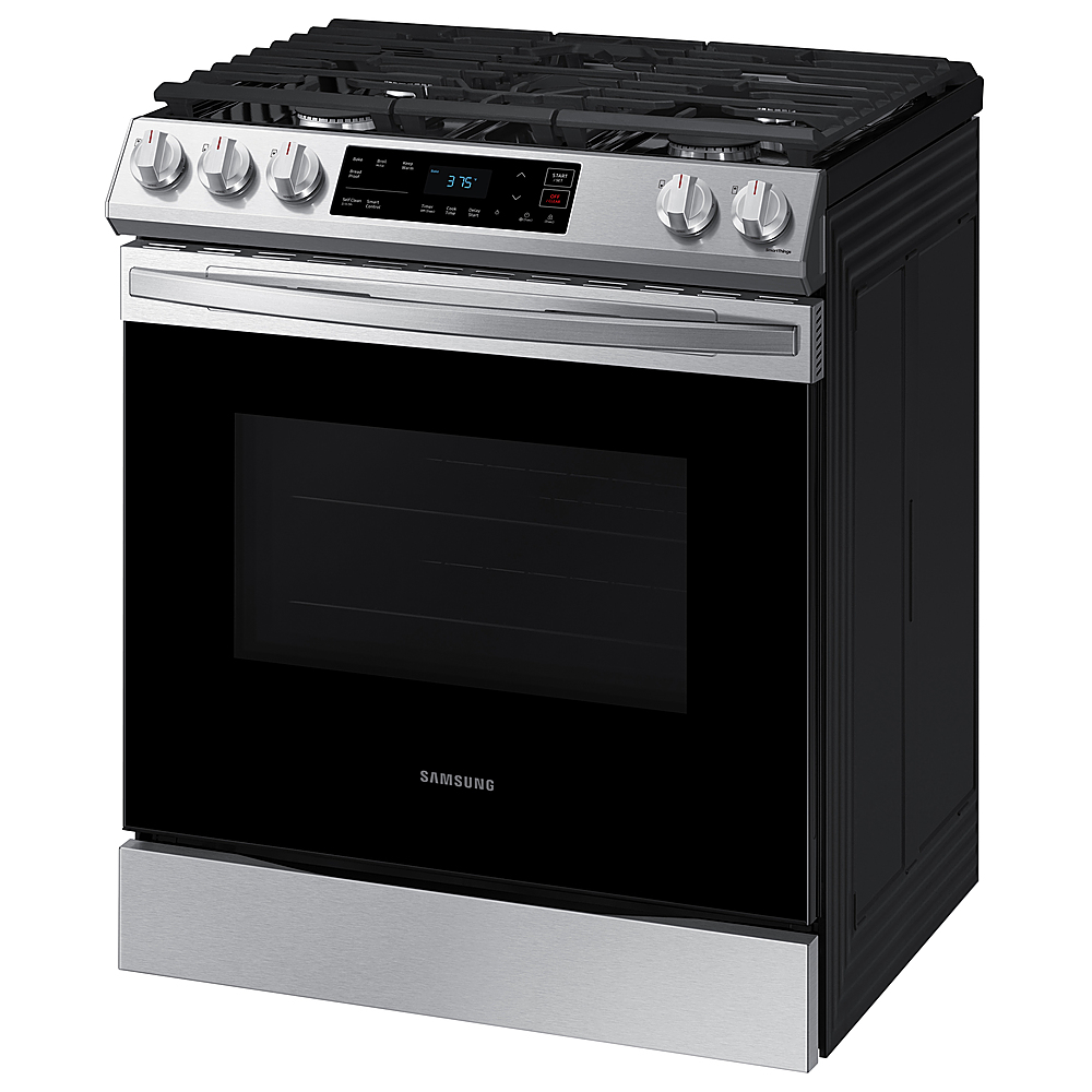 Left View: GE - 5.3 Cu. Ft. Freestanding Electric Range with Power Boil and Ceramic Glass Cooktop - White