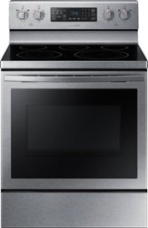 Samsung - 5.8 cu. ft. Freestanding Electric Convection Range with Air Fry, Fingerprint Resistant - Stainless Steel - Front_Zoom