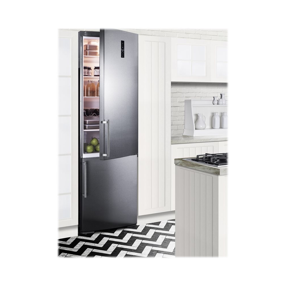 Left View: Summit Appliance - 12.8 Cu. Ft. Bottom-Freezer Built-In Refrigerator - Stainless steel
