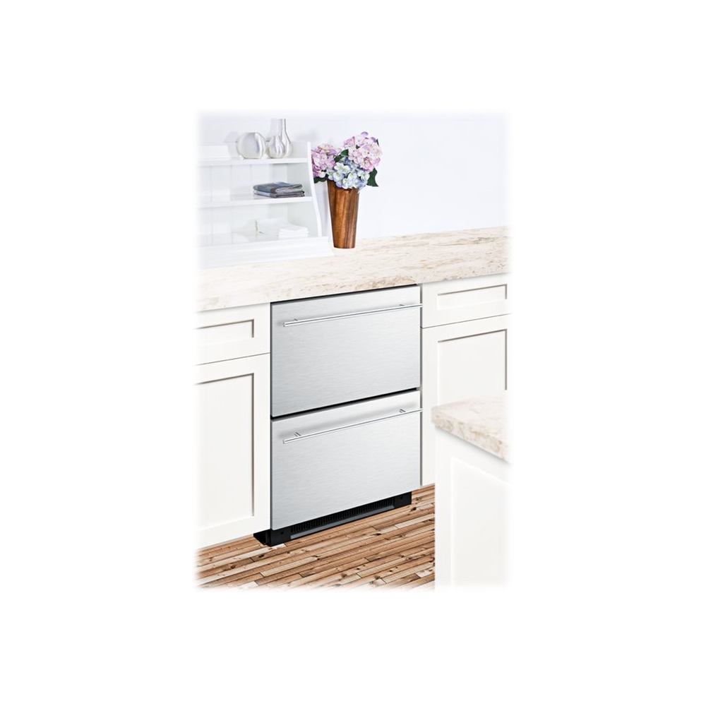 Left View: Summit 24-Inch 3.54 Cu. Ft. Double Drawer Compact Freezer