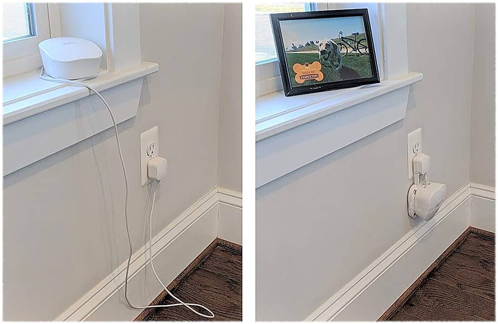 Alt View 13. Mount Genie - The Easy Outlet Mount for NEW Amazon eero 6 and Amazon eero Mesh Wi-Fi (2nd Gen 2019) - White.