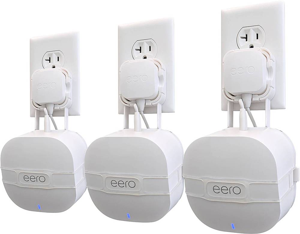 Mount Genie - The Easy Outlet Mount for NEW Amazon eero 6 and Amazon eero Mesh Wi-Fi (2nd Gen 2019) (3-Pack) - White