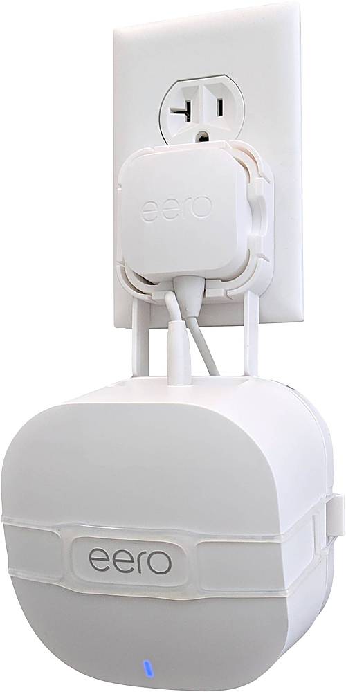 Left. Mount Genie - The Easy Outlet Mount for NEW Amazon eero 6 and Amazon eero Mesh Wi-Fi (2nd Gen 2019) (3-Pack) - White.