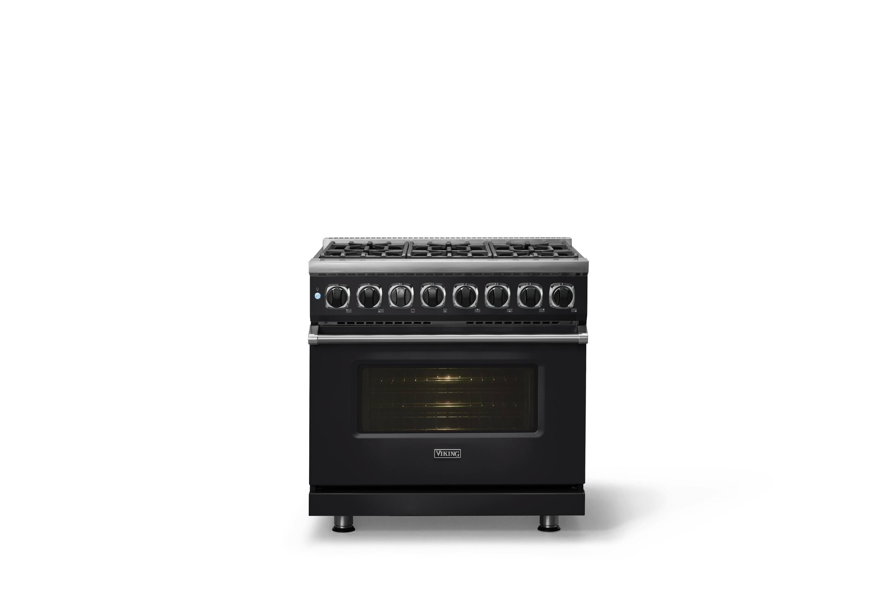 Alt View 1. Viking - 36 in. Wide 6 Burner Dual Fuel Sealed Burner Range - Onyx.