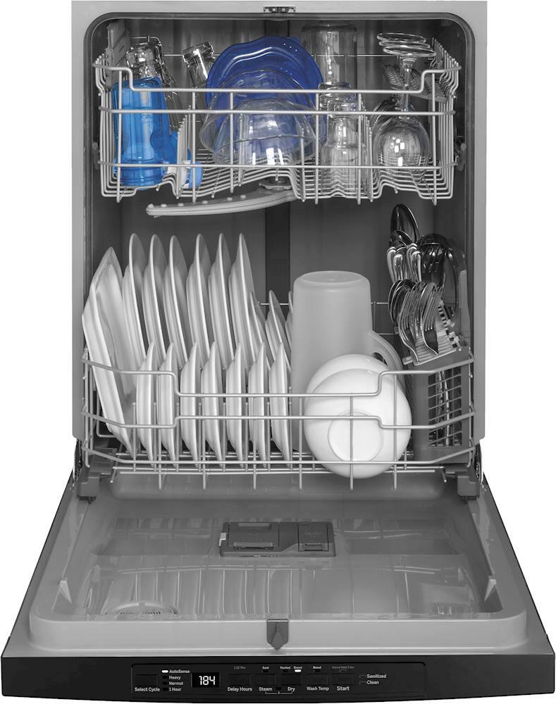 Alt View 12. GE - Top Control Built-In Dishwasher with Sanitize Cycle and Dry Boost, 54dBA - Black.