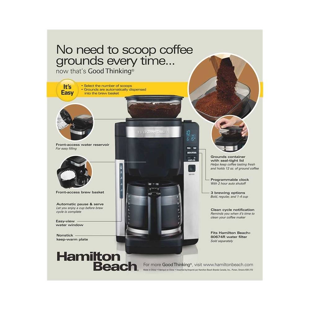 Best Buy: Hamilton Beach FrontFill 12-Cup Coffee Maker with Water Filtration  Black 46391