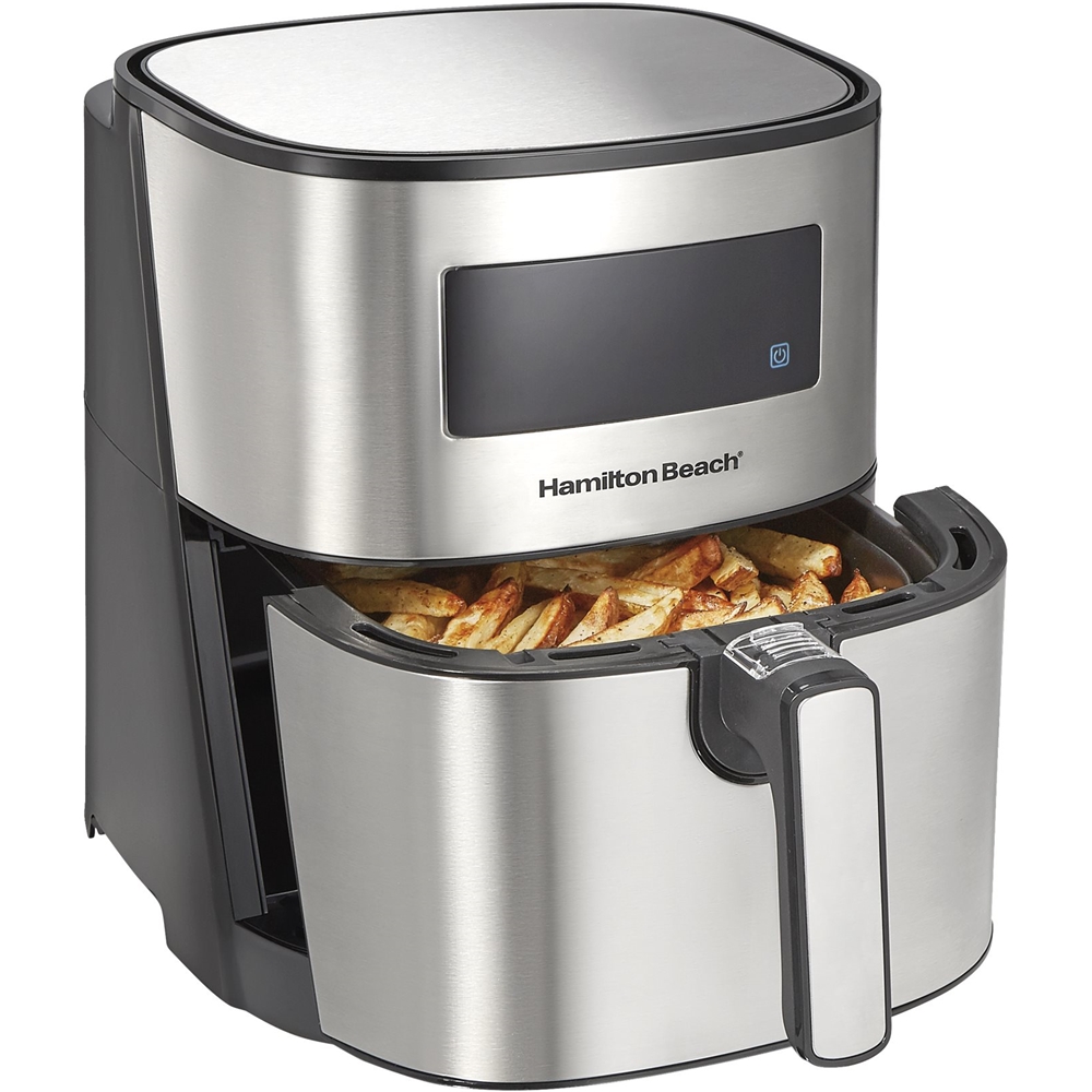 Left View: Elite Gourmet - 10L Digital Air Fryer Oven, 7 Preset Functions - Silver