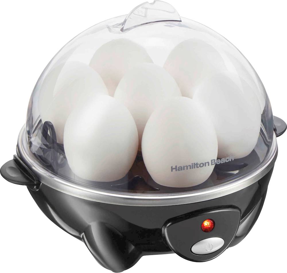 Hamilton Beach Egg Cooker with Built-In Timer and Poaching Tray, 7 Eggs,  Black, 25500 
