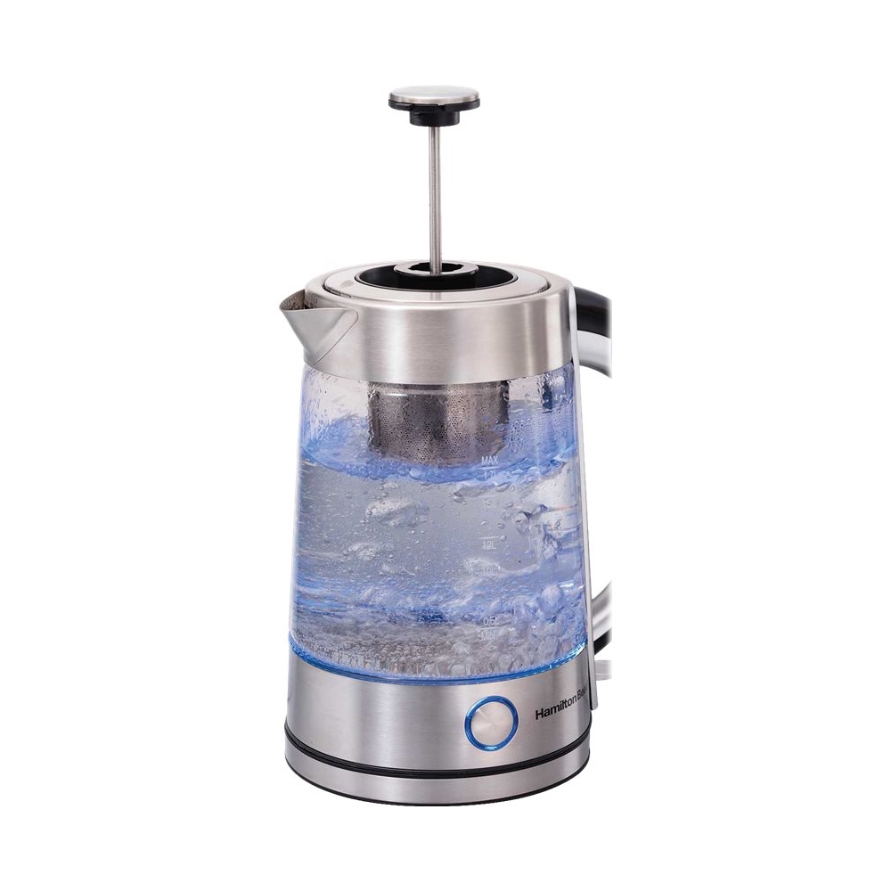 Hamilton Beach 1.7 Liter Electric Glass Kettle with Tea Steeper - 40868