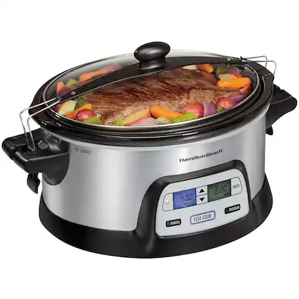 Front. Hamilton Beach - FlexCook 6qt Digital Slow Cooker - Silver.