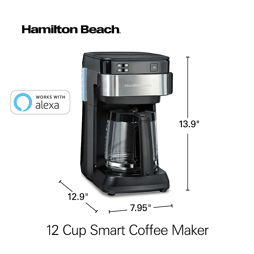 Hamilton Beach Works with Alexa Smart Coffee Maker, Programmable, 12 Cup  Capacity, Black and Stainless Steel (49350R) – A Certified for Humans  Device 