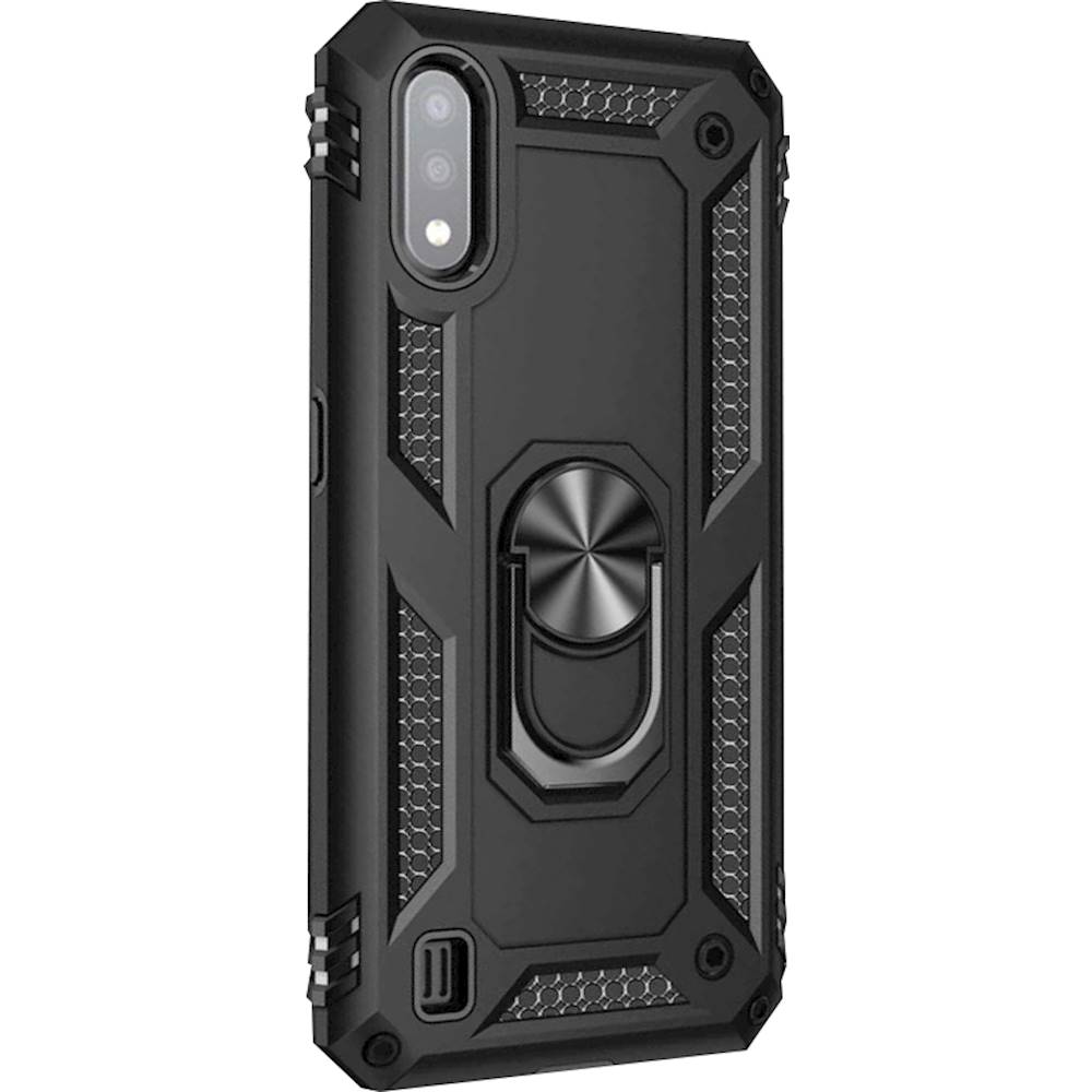 Angle View: SaharaCase - Military Kickstand Series Case for Samsung Galaxy A01 - Black