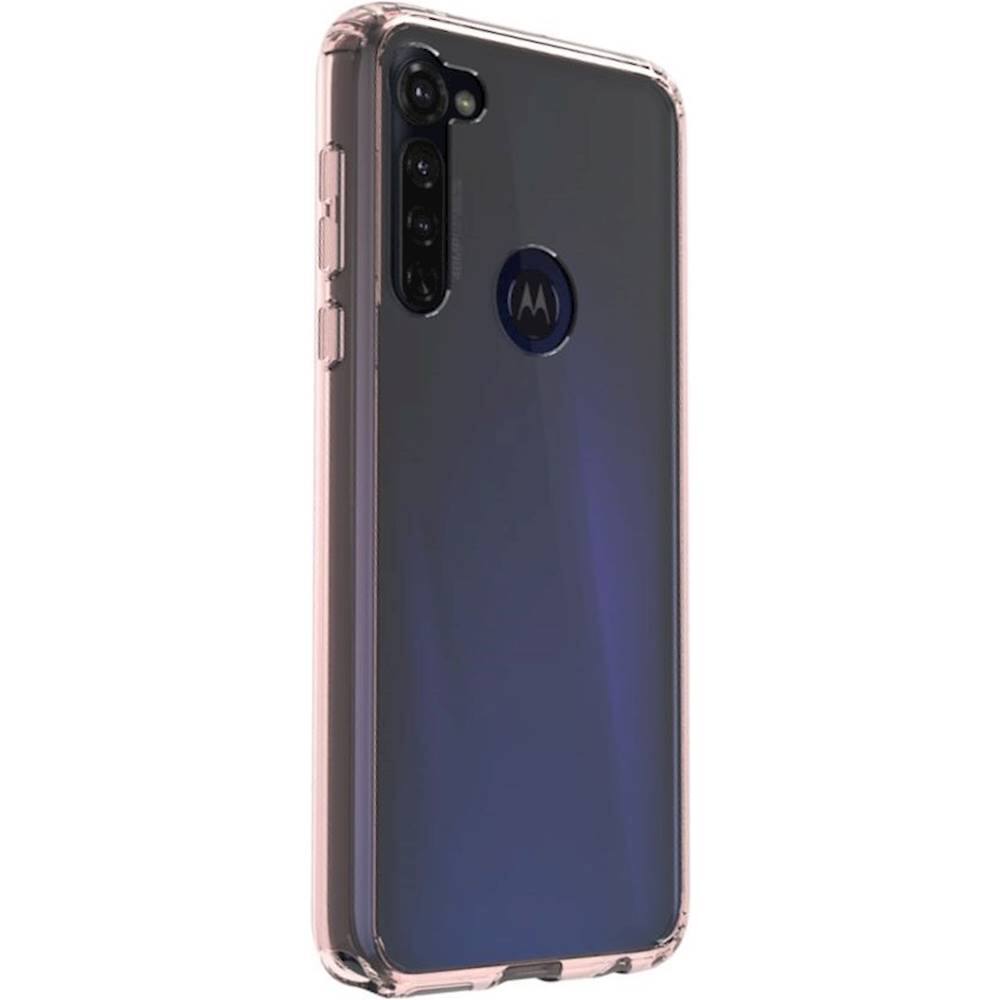Angle. SaharaCase - Crystal Clear Series Skin Case for Motorola Moto G Stylus (2020) - Rose Gold Clear.