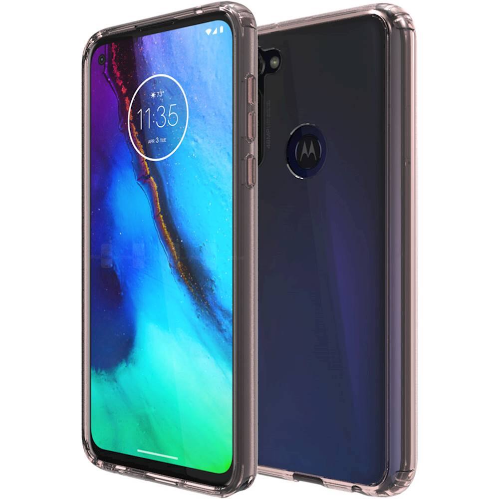 Alt View 11. SaharaCase - Crystal Clear Series Skin Case for Motorola Moto G Stylus (2020) - Rose Gold Clear.