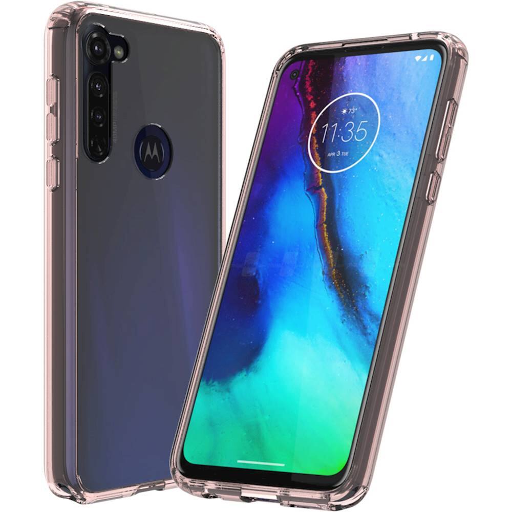 Alt View 16. SaharaCase - Crystal Clear Series Skin Case for Motorola Moto G Stylus (2020) - Rose Gold Clear.