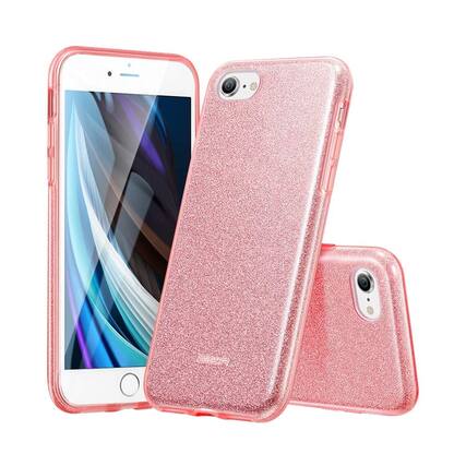 Angle. SaharaCase - Sparkle Case for Apple® iPhone® SE (2nd Generation and 3rd Generation 2022) - Rose Gold.