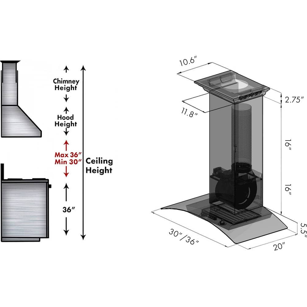 ZLINE 30" Externally Vented Range Hood Stainless Steel KZCRNBT30