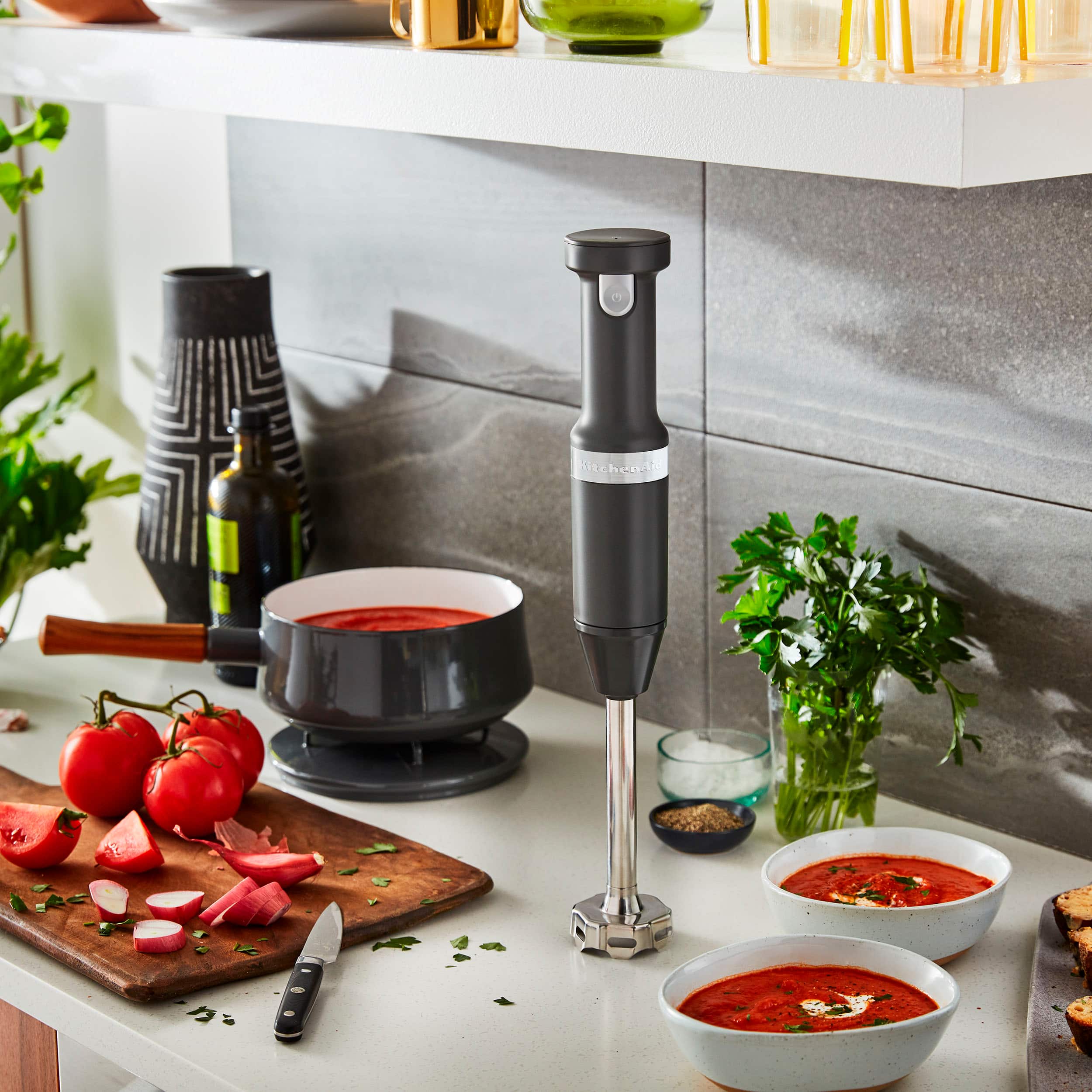 Alt View 1. KitchenAid - Cordless Variable Speed Hand Blender - Matte Charcoal Grey.