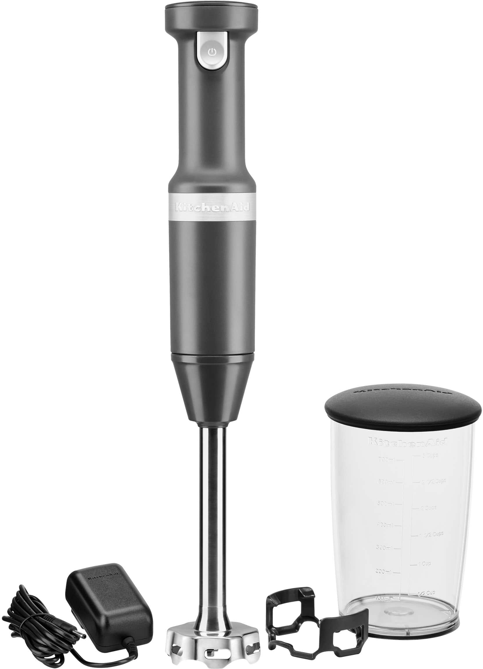 Angle. KitchenAid - Cordless Variable Speed Hand Blender - Matte Charcoal Grey.