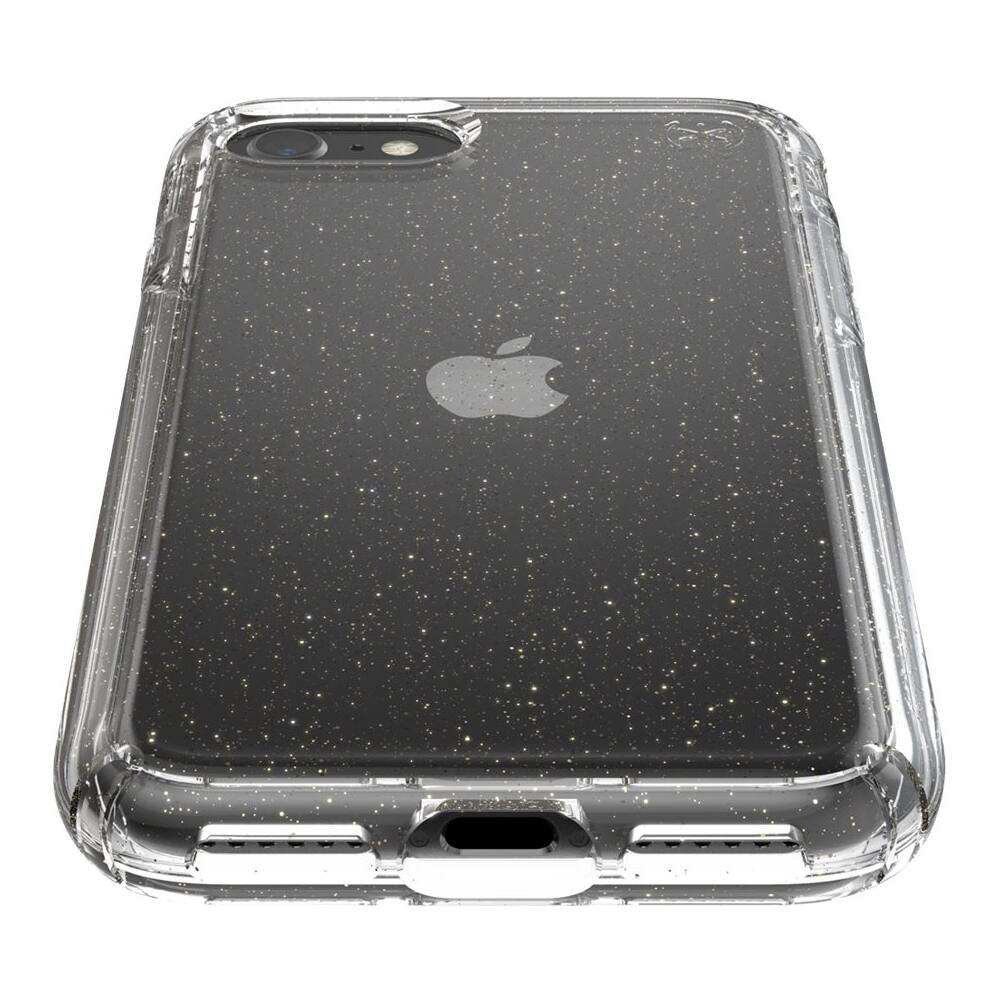 Alt View 14. Speck - Presidio Perfect-Clear with Glitter Hard shell Case for Apple® iPhone® 7 and 8 - Clear/Gold Glitter.