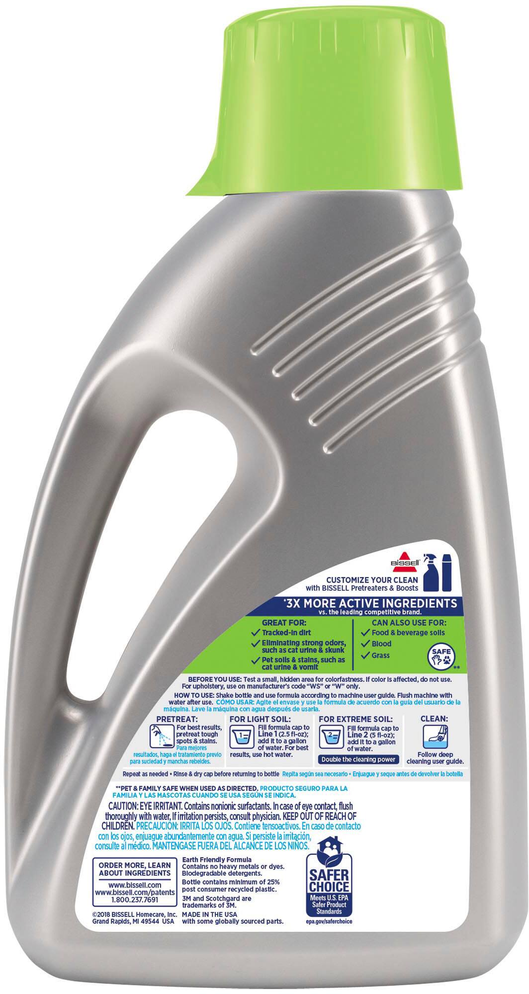 Angle. BISSELL - PET PRO OXY Urine Eliminator Formula-Upright Carpet Cleaners (48oz) - Silver.