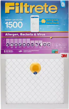 Front. Filtrete - 20" x 20" x 1" Allergen, Bacteria and Virus Smart Air Filter - White.
