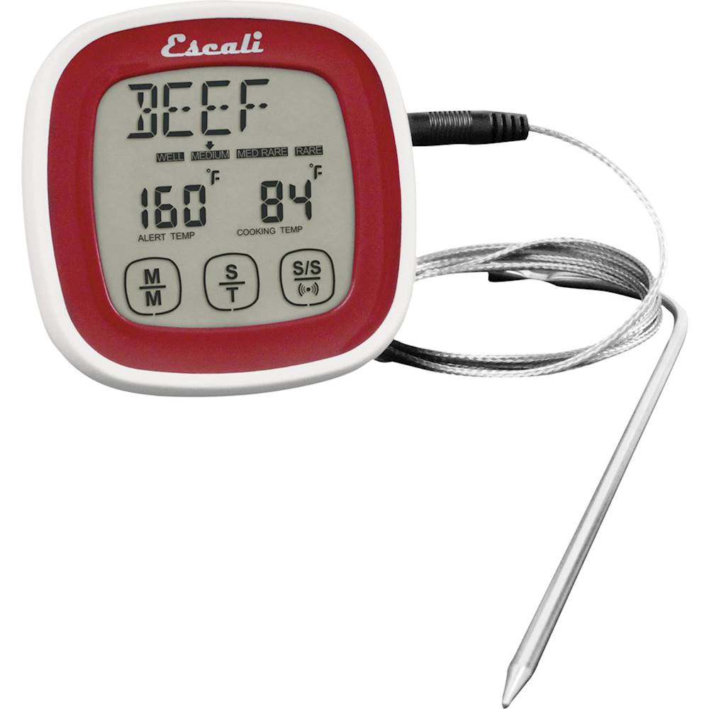 Angle View: Escali - Touch-Screen Thermometer and Timer - Red