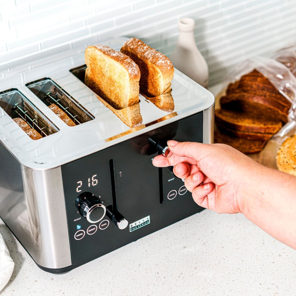 Zoom in on Alt View Zoom 12. Bella Pro Series - 4-Slice Digital Touchscreen Toaster - Stainless Steel.