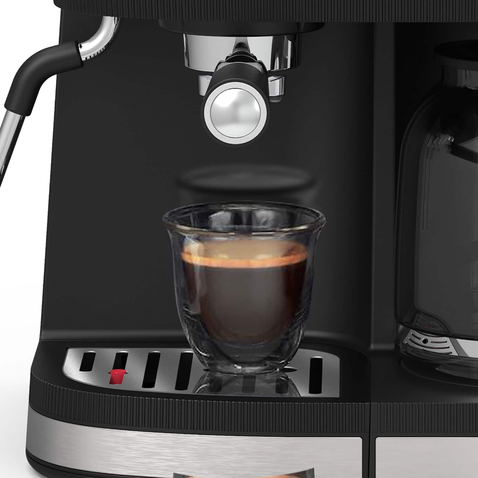 Left. Bella Pro Series - Combo 19-Bar Espresso and 10-Cup Drip Coffee Maker - Stainless Steel.