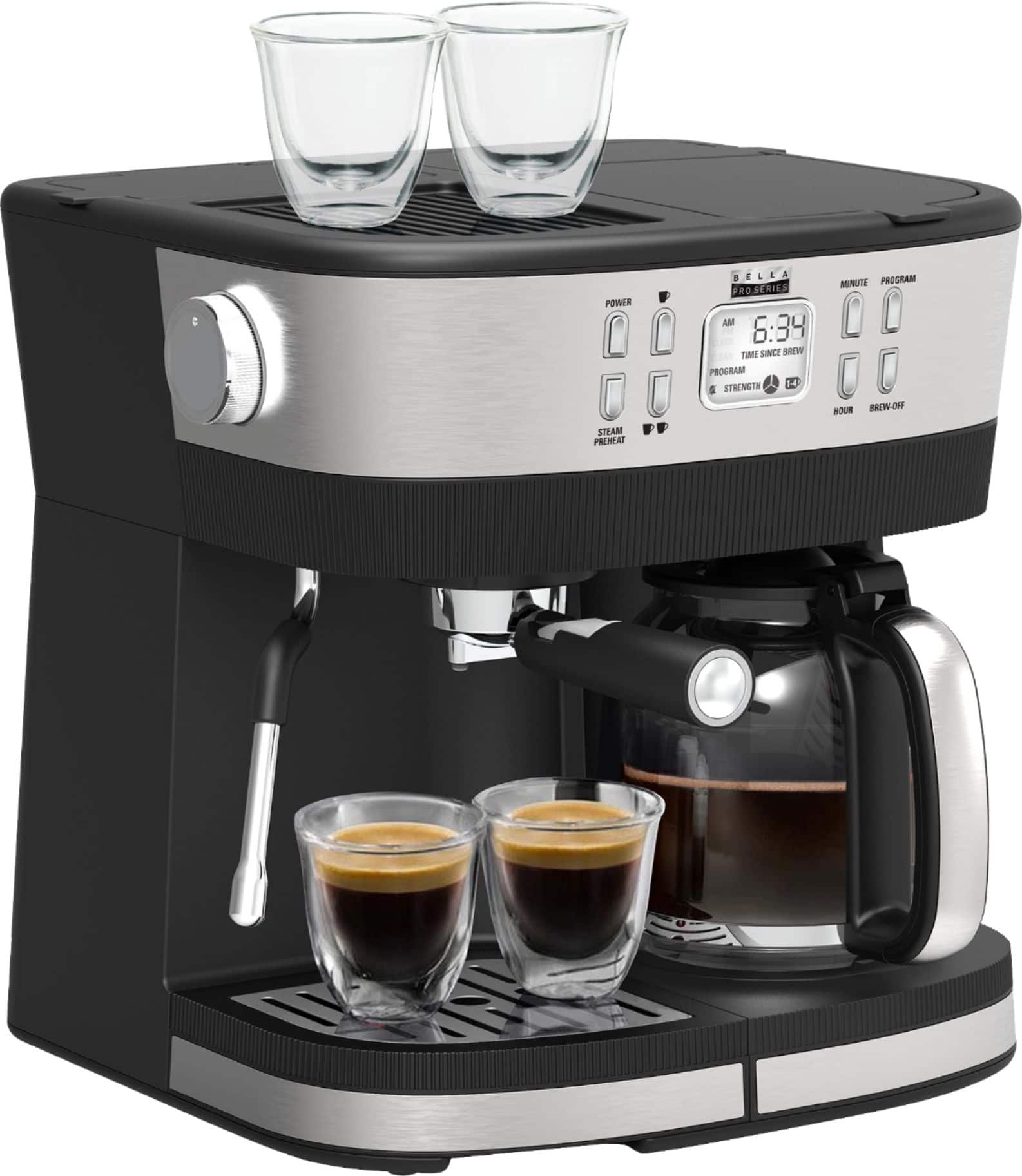 Angle. Bella Pro Series - Combo 19-Bar Espresso and 10-Cup Drip Coffee Maker - Stainless Steel.