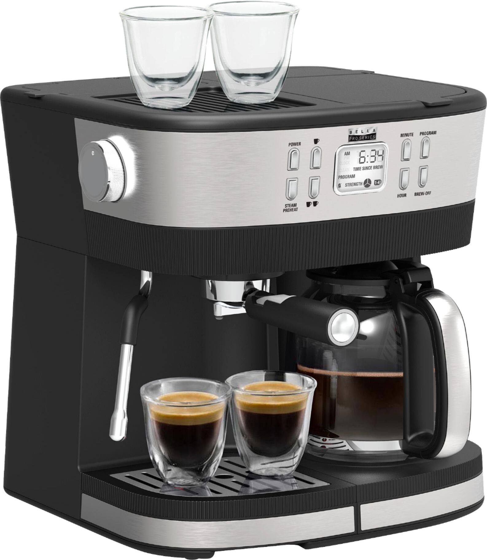 Angle. Bella Pro Series - Combo 19-Bar Espresso and 10-Cup Drip Coffee Maker - Stainless Steel.