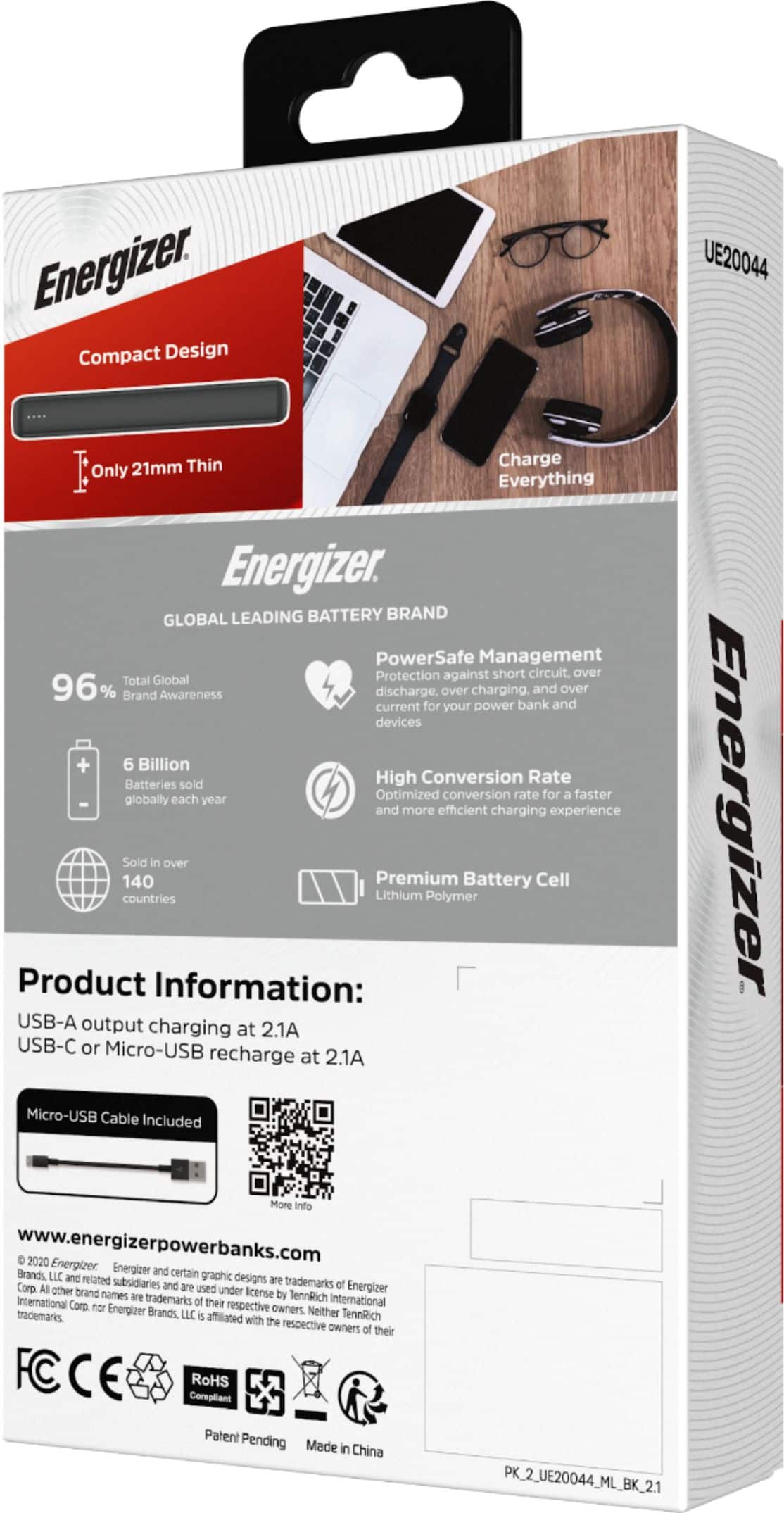 Alt View 20. Energizer - MAX 20,000mAh High Speed Universal Portable Charger for Apple, Android, Google, Samsung & USB Enabled Devices - Black.