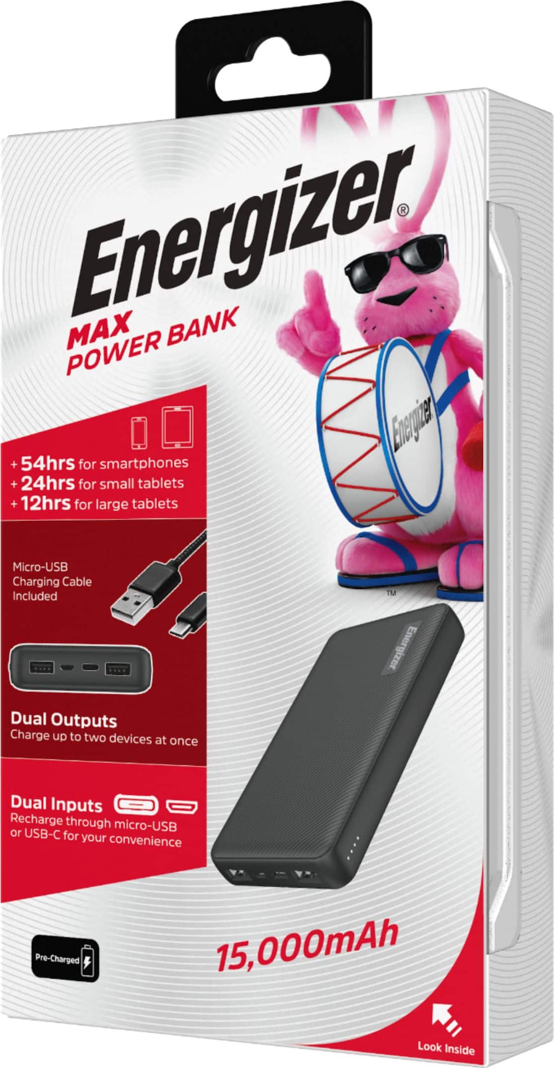 Alt View 20. Energizer - MAX 15,000mAh Ultra-Slim High Speed Universal Portable Charger for Apple, Android, Google, Samsung & USB Enabled Devices - Black.