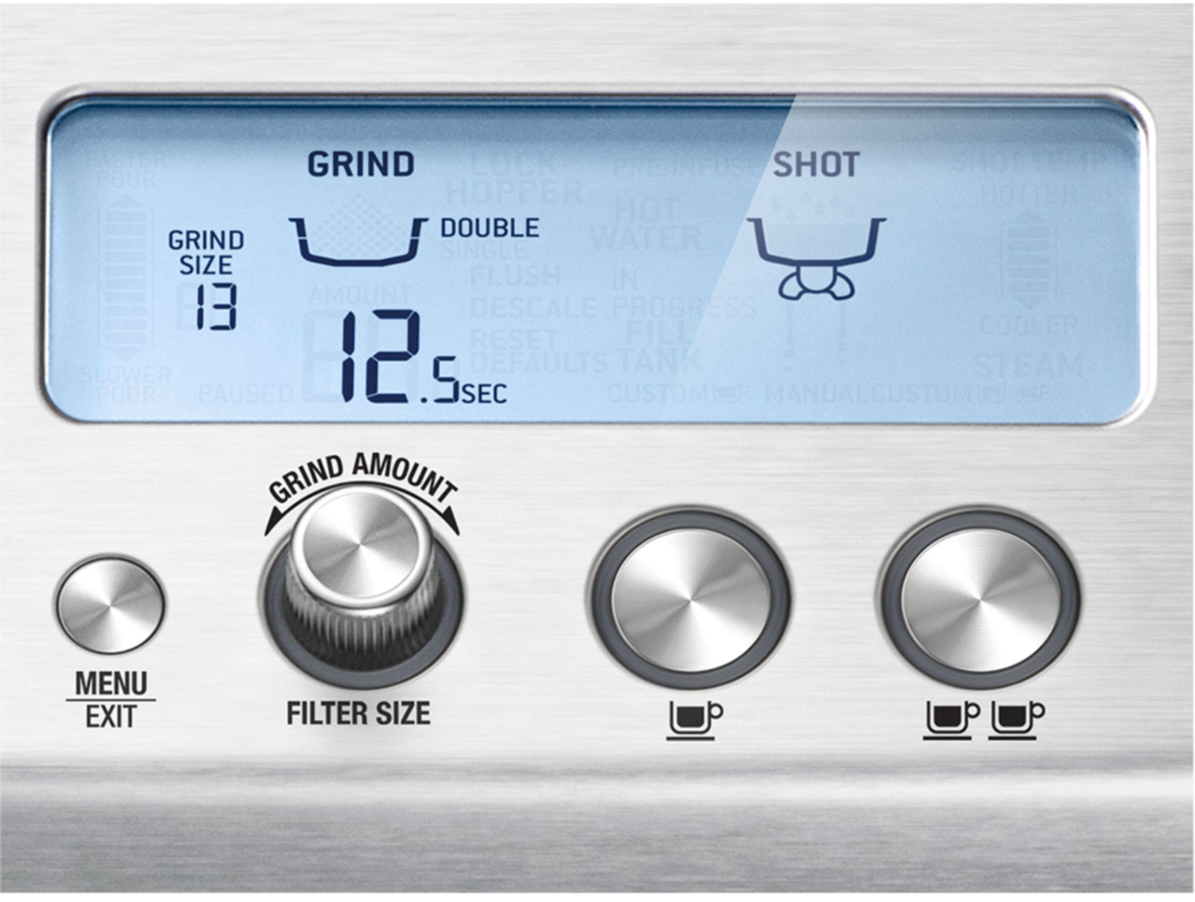 Angle. Breville - the Barista Pro™ with a ThermoJet heating system, 3 second heat up time and precise espresso extraction - Brushed Stainless Steel.