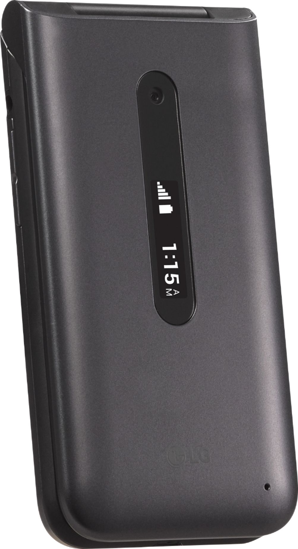 Left View: Tracfone Carrier-Locked LG Classic Flip 4G LTE Prepaid Flip Phone- Black - 4GB - CDMA, TFLGL125DCP