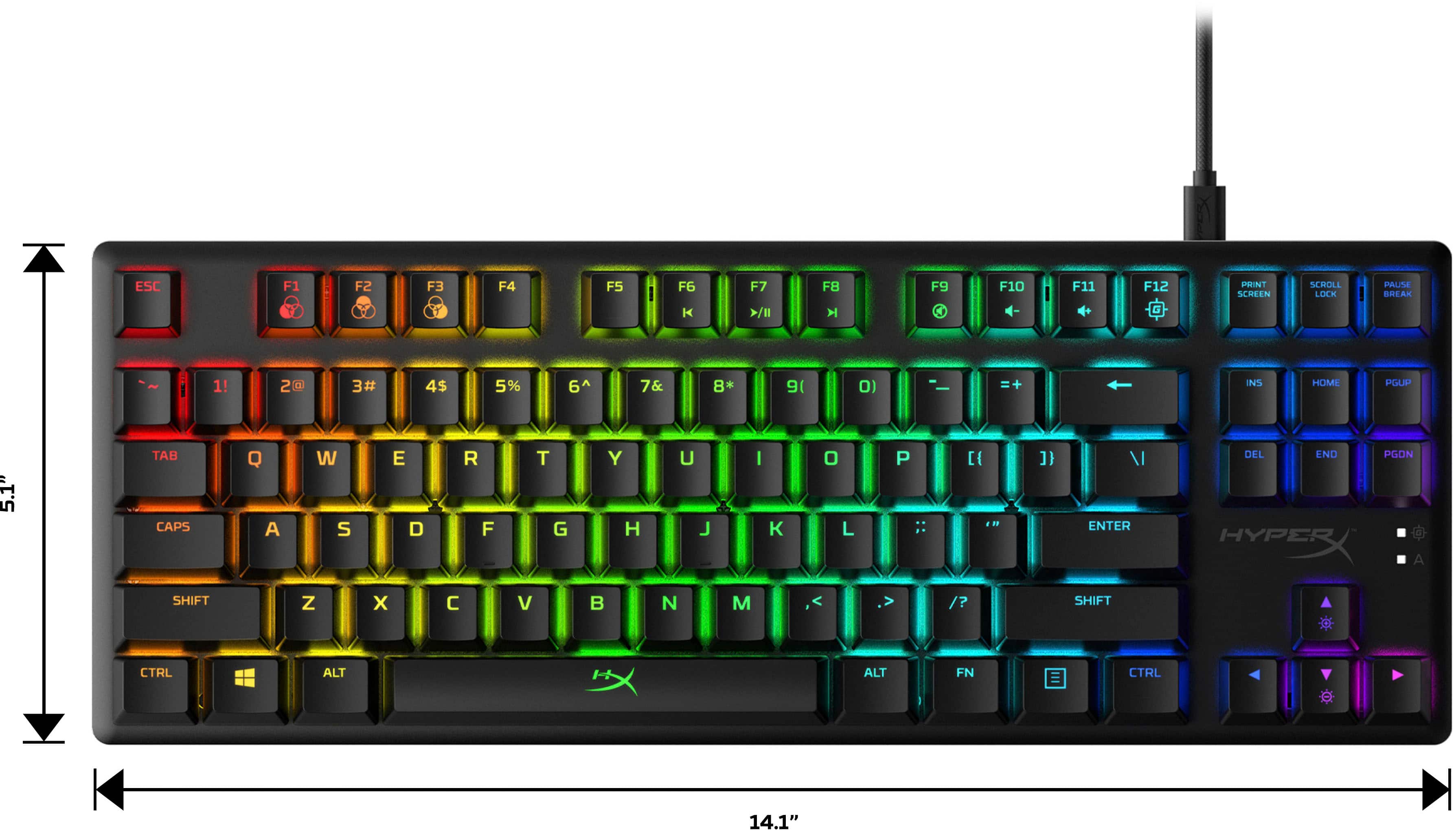 Alt View 11. HyperX - Alloy Origins Core TKL Wired Mechanical Tactile Aqua Switch Gaming Keyboard with RGB Back Lighting - Black.