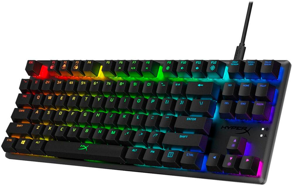 Left. HyperX - Alloy Origins Core TKL Wired Mechanical Tactile Aqua Switch Gaming Keyboard with RGB Back Lighting - Black.