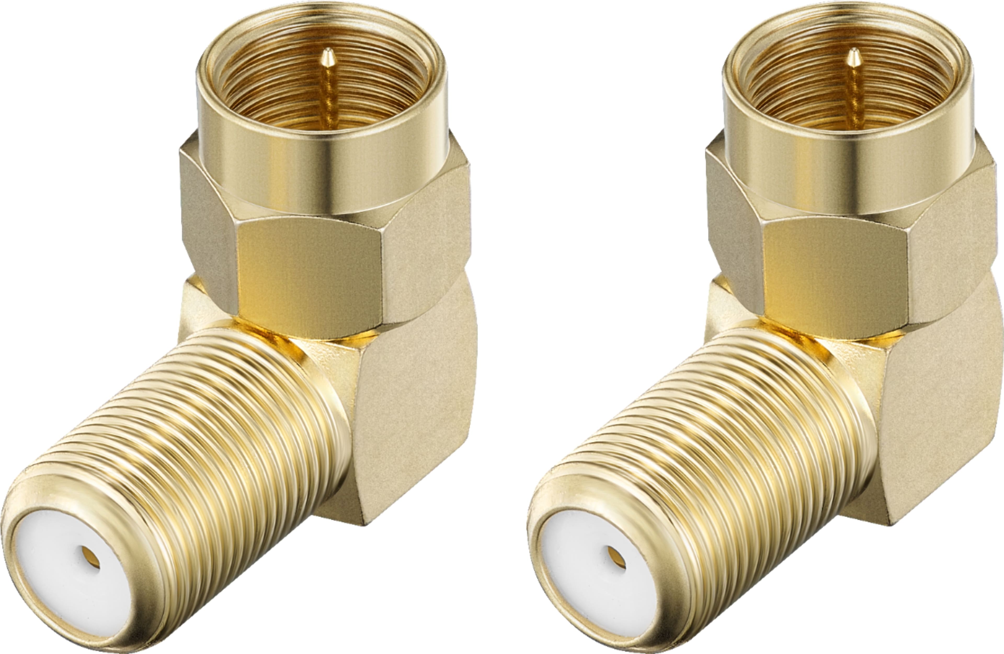 Front. Rocketfish™ - 90-degree Coax Adapter (2 Pack) - Gold.
