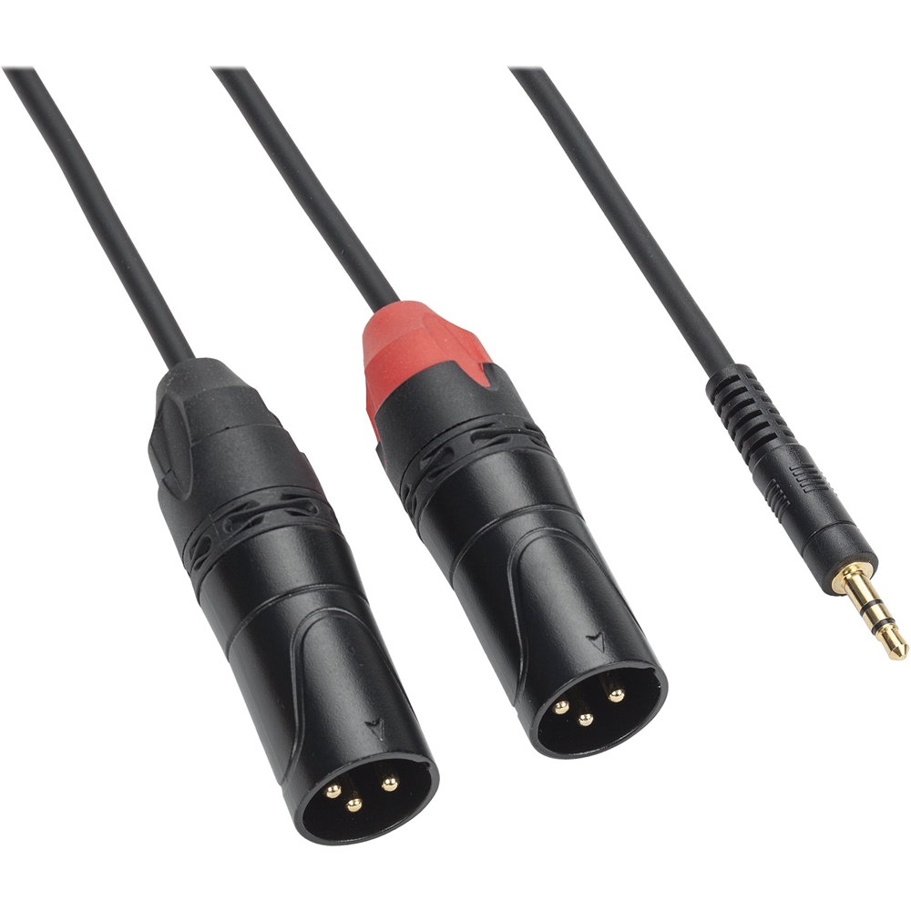 Left View: Cordial - Premium Speaker Cable with 1/4" TS to 1/4" TS Connectors - Black