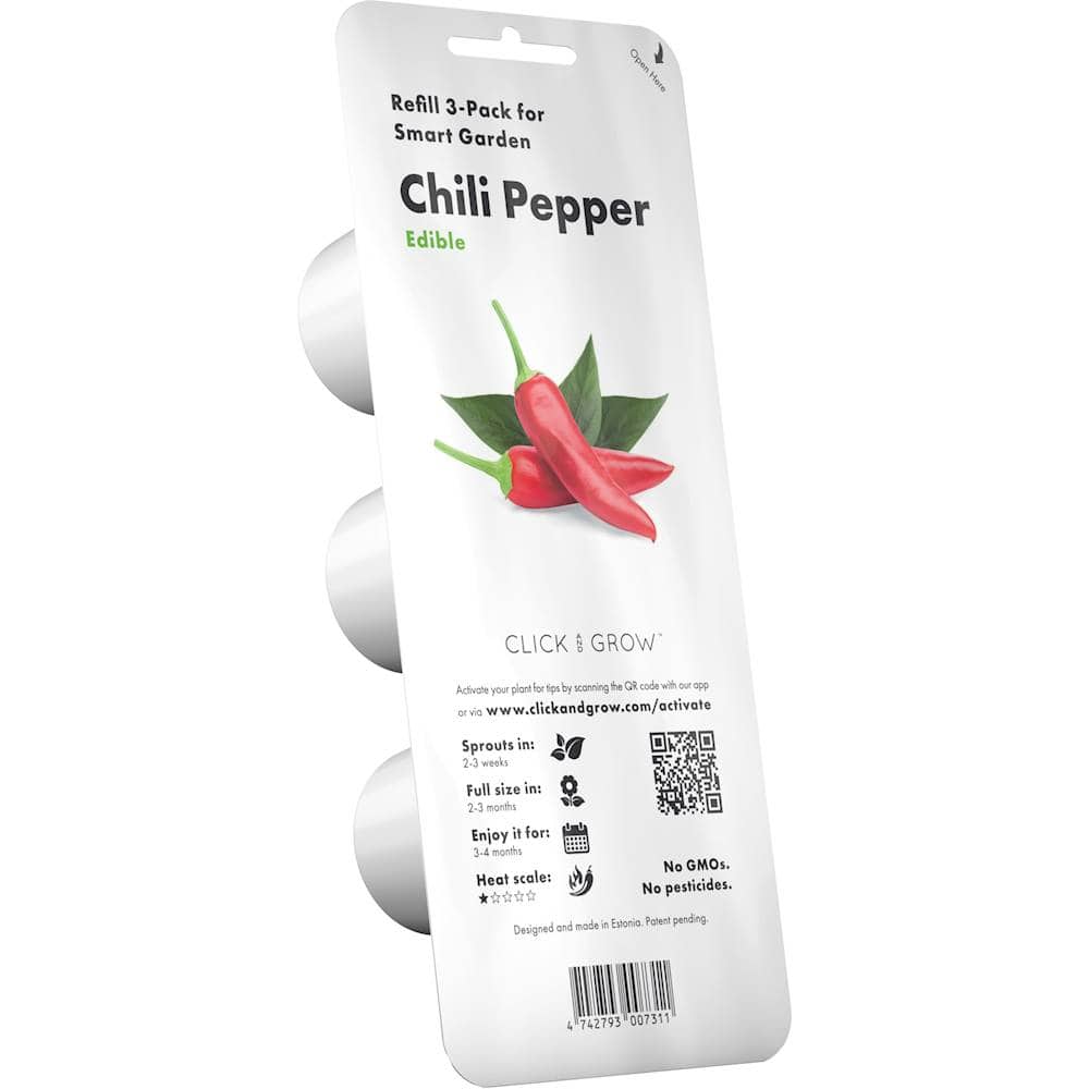 Angle View: Click & Grow - Chili Pepper 3 Grow Pods - Green