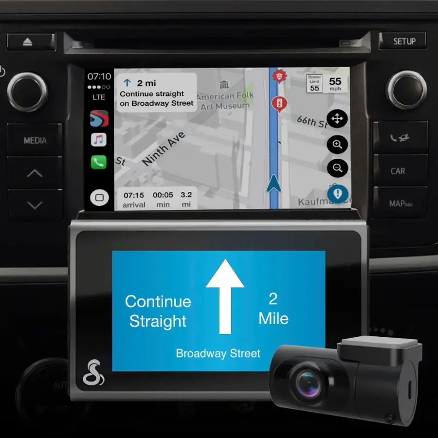 Alt View 16. Cobra - SC 400D Dual-View Smart Dash Cam with Rear-View Accessory Camera, works with Apple CarPlay/Android Auto - Black/Silver.