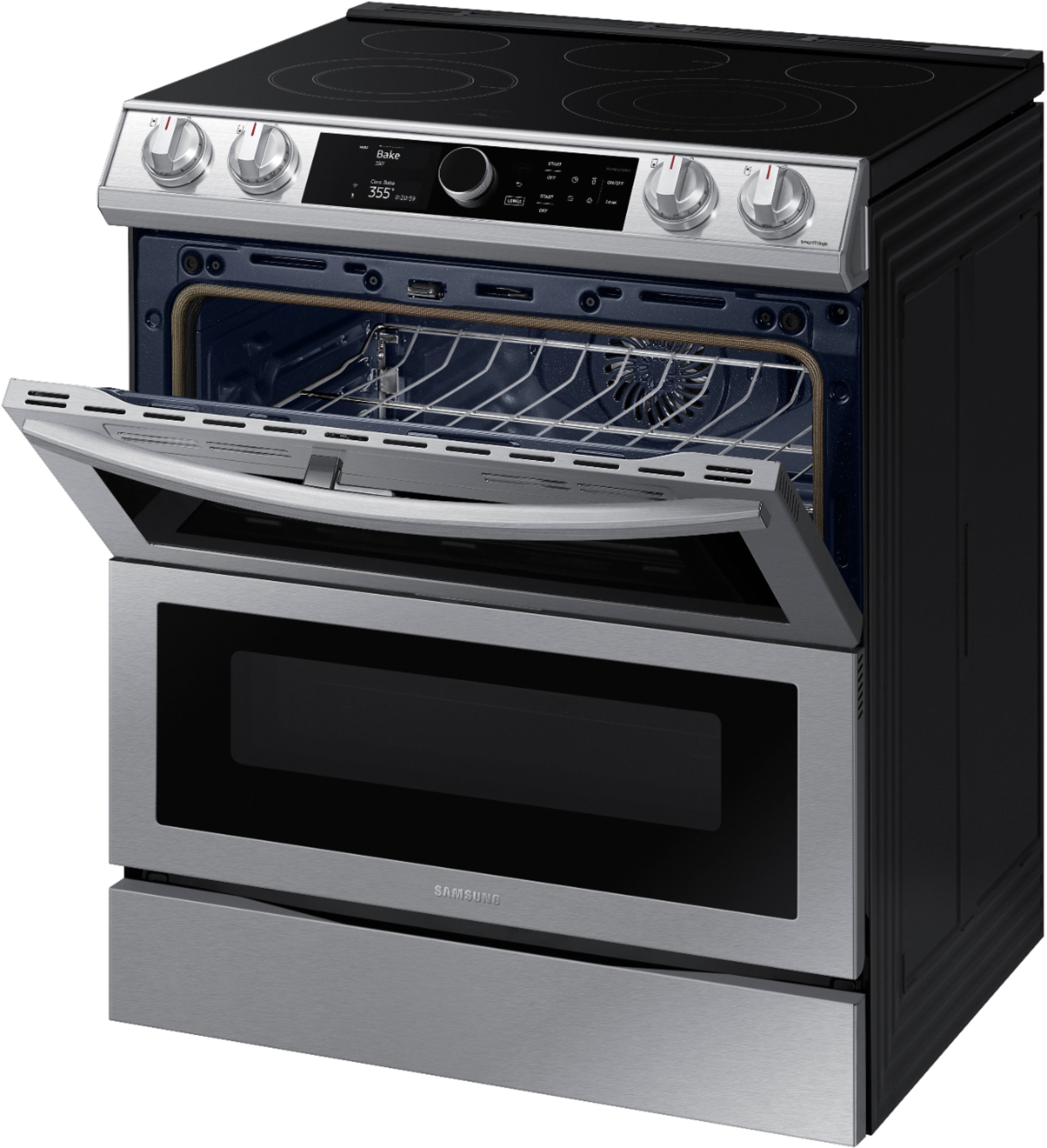 Samsung 6.3 cu. ft. Flex Duo™ Front Control Slide-in Electric Range Samsung Stainless Steel Electric Stove