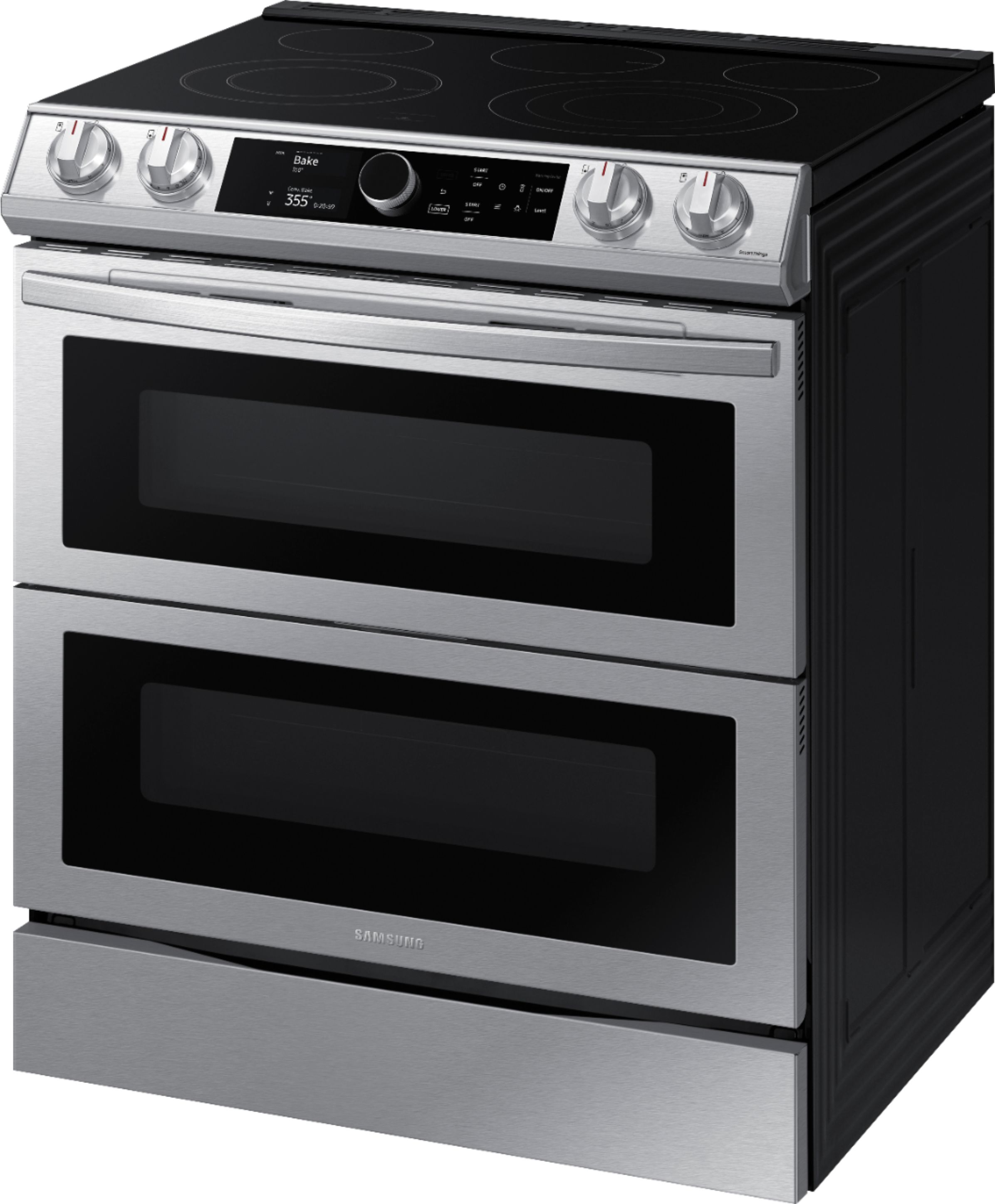 Left View: Maytag - 6.4 Cu. Ft. Self-Cleaning Freestanding Fingerprint Resistant Electric Convection Range - Stainless steel