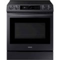 Front Zoom. Samsung - 6.3 cu. ft. Front Control Slide-in Electric Convection Range with Smart Dial, Air Fry & Wi-Fi, Fingerprint Resistant - Black stainless steel.