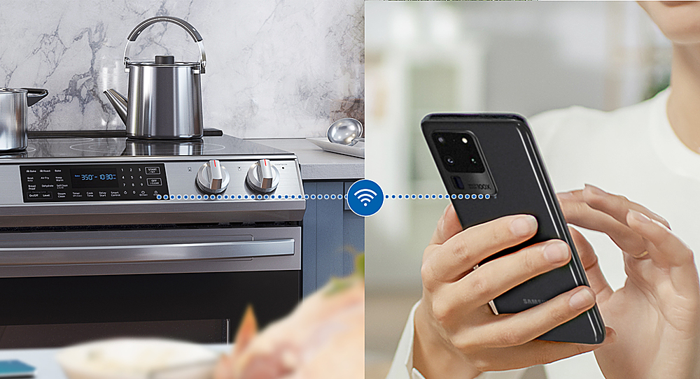 Samsung - 6.3 cu. ft. Slide-in Induction Range with Smart Dial, WiFi & Air Fry - Fingerprint Resistant Black Stainless Steel